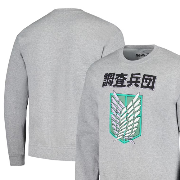 NEW Unisex Ripple Junction Heather Gray Attack on Titan Graphic Fleece Size:M - Picture 2 of 6
